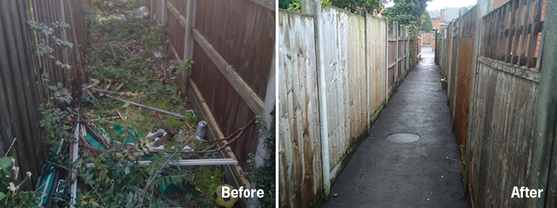 Agnes Alley street before and after fly tipping removal